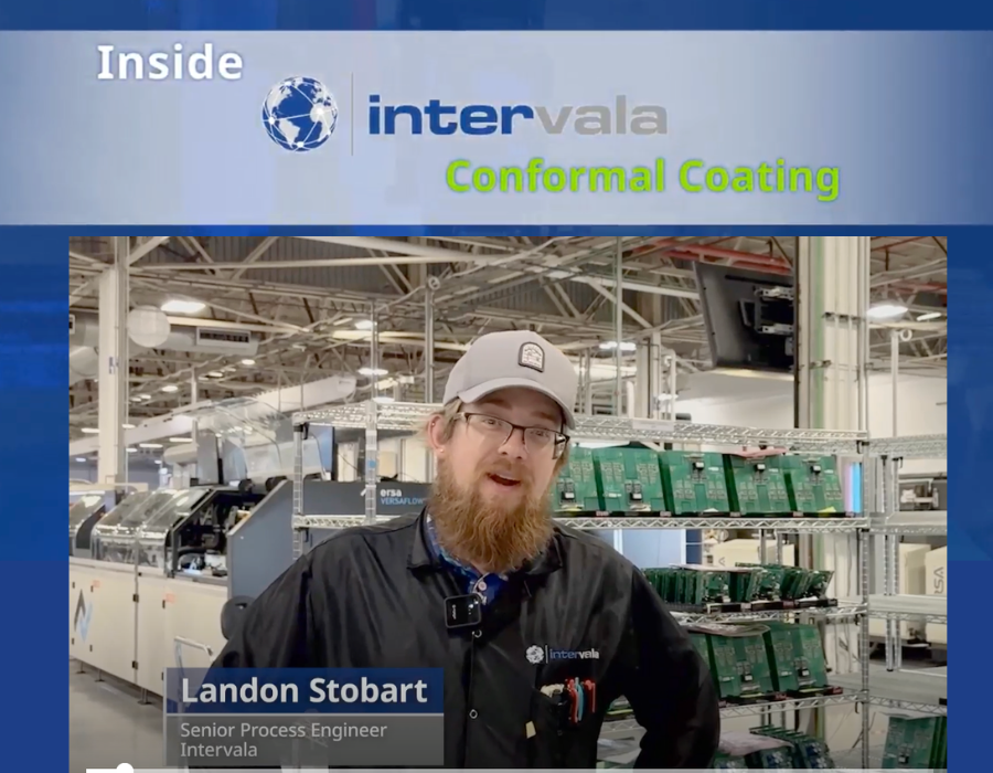 Video | Inside Intervala: Conformal Coating 1 Senior Process Engineer Landon Stobart demonstrating the conformal coating process at Intervala's electronics manufacturing facility